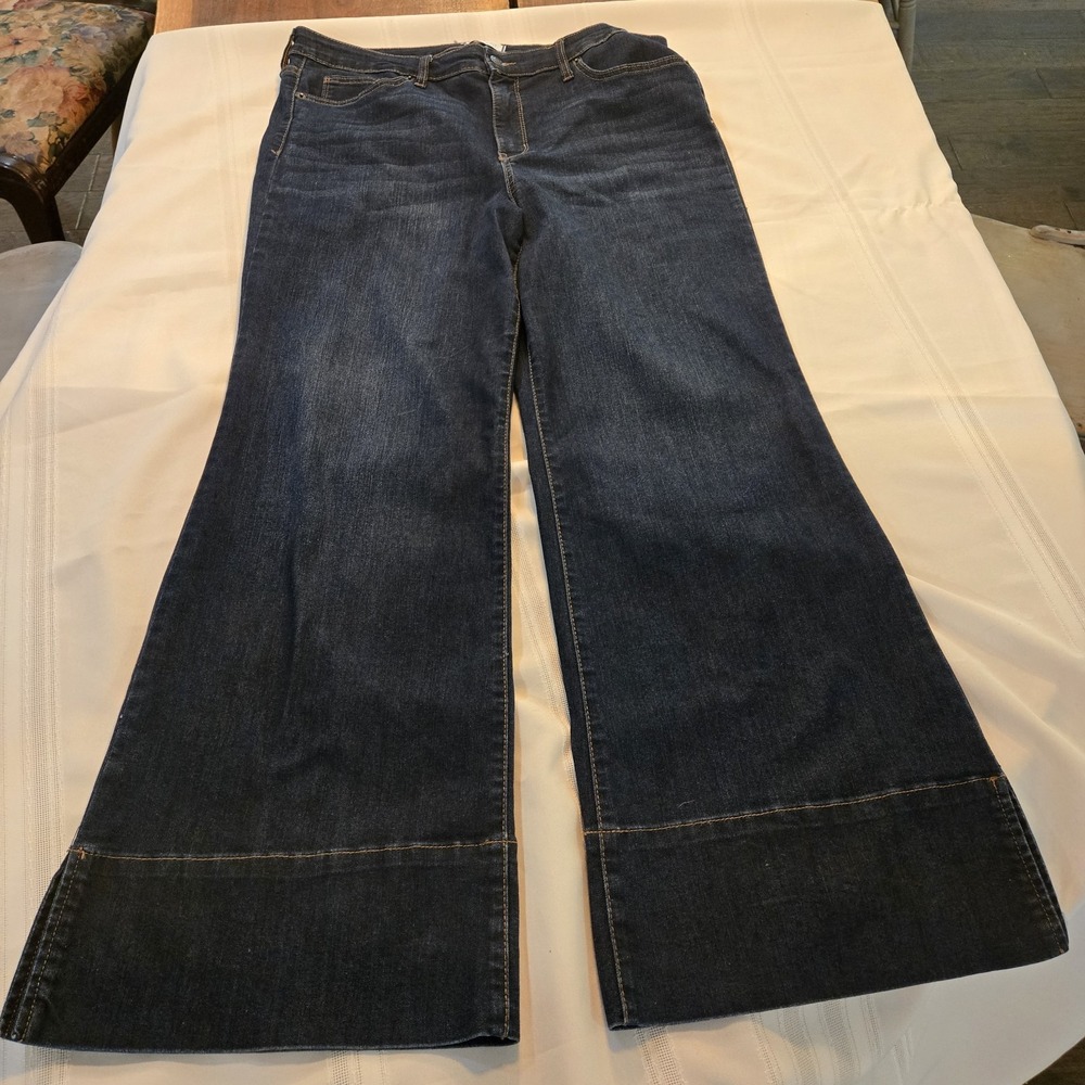 Crown & Ivy Sz 16 Women's Hi Rise Wide Leg Jeans Y2K Dark Wash